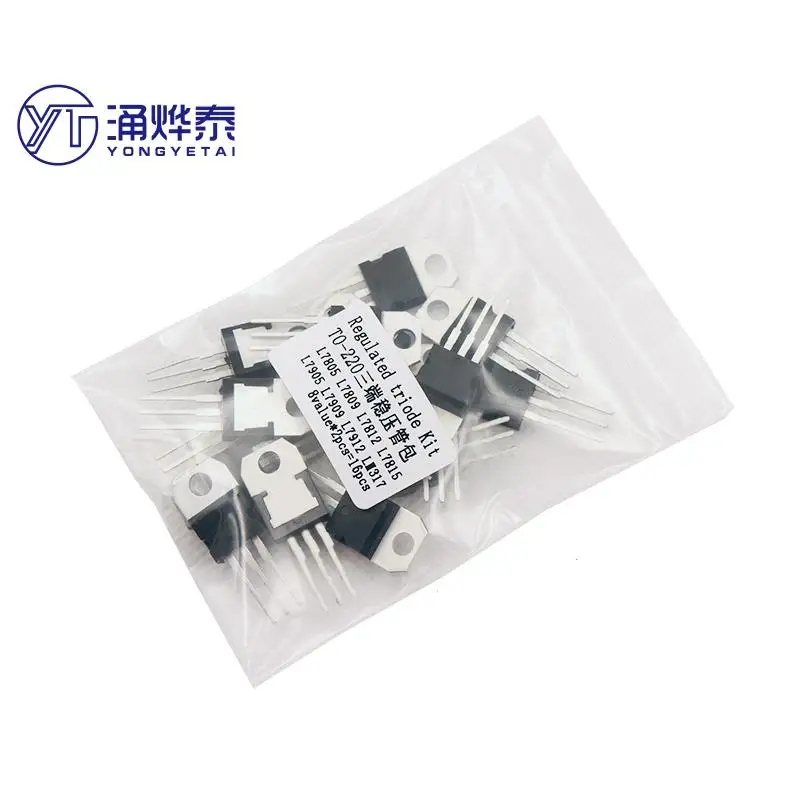 YYT 8value*2pcs=16pcs 7805 7809 7812 7815 7905 7912 7915 LM317T TO-220 Transistor Assortment Kit  Voltage Regulator