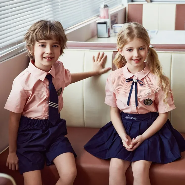 Pink primary school uniforms, spot British style primary school uniforms, class uniforms, graduation uniforms in summer