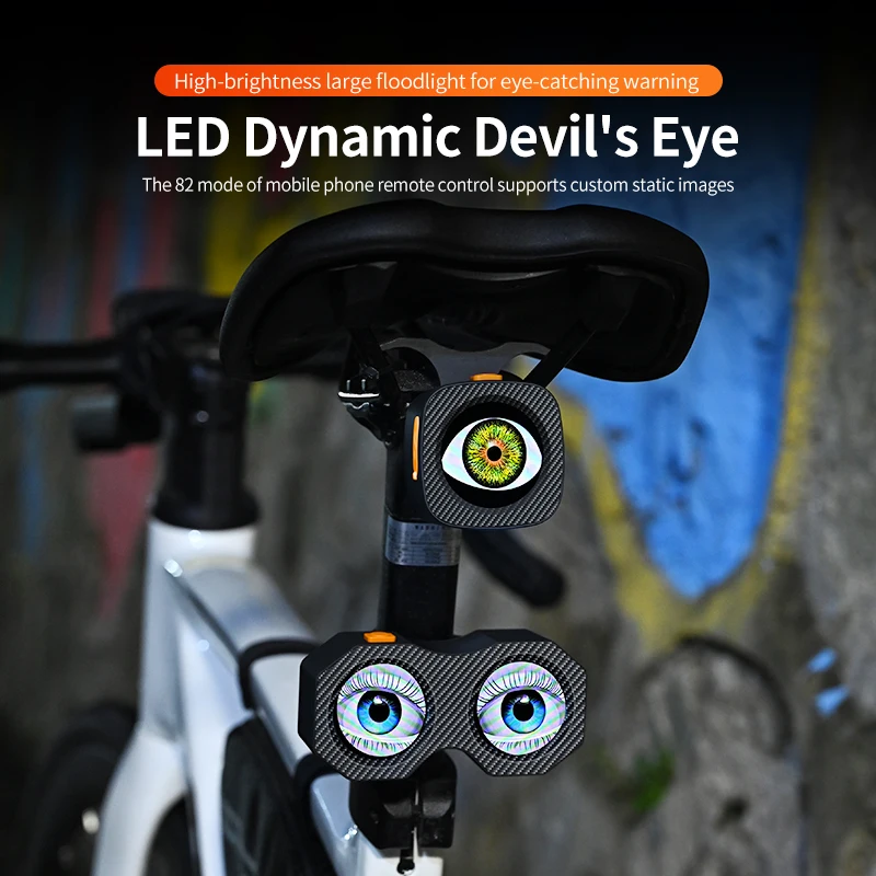 Motorcycle LED Dynamic Devil's Eye, Mobile APP Control, 82 Mode LED,3D Lens Eye-Catching Warning, DIY Pattern IP67 Waterproof.