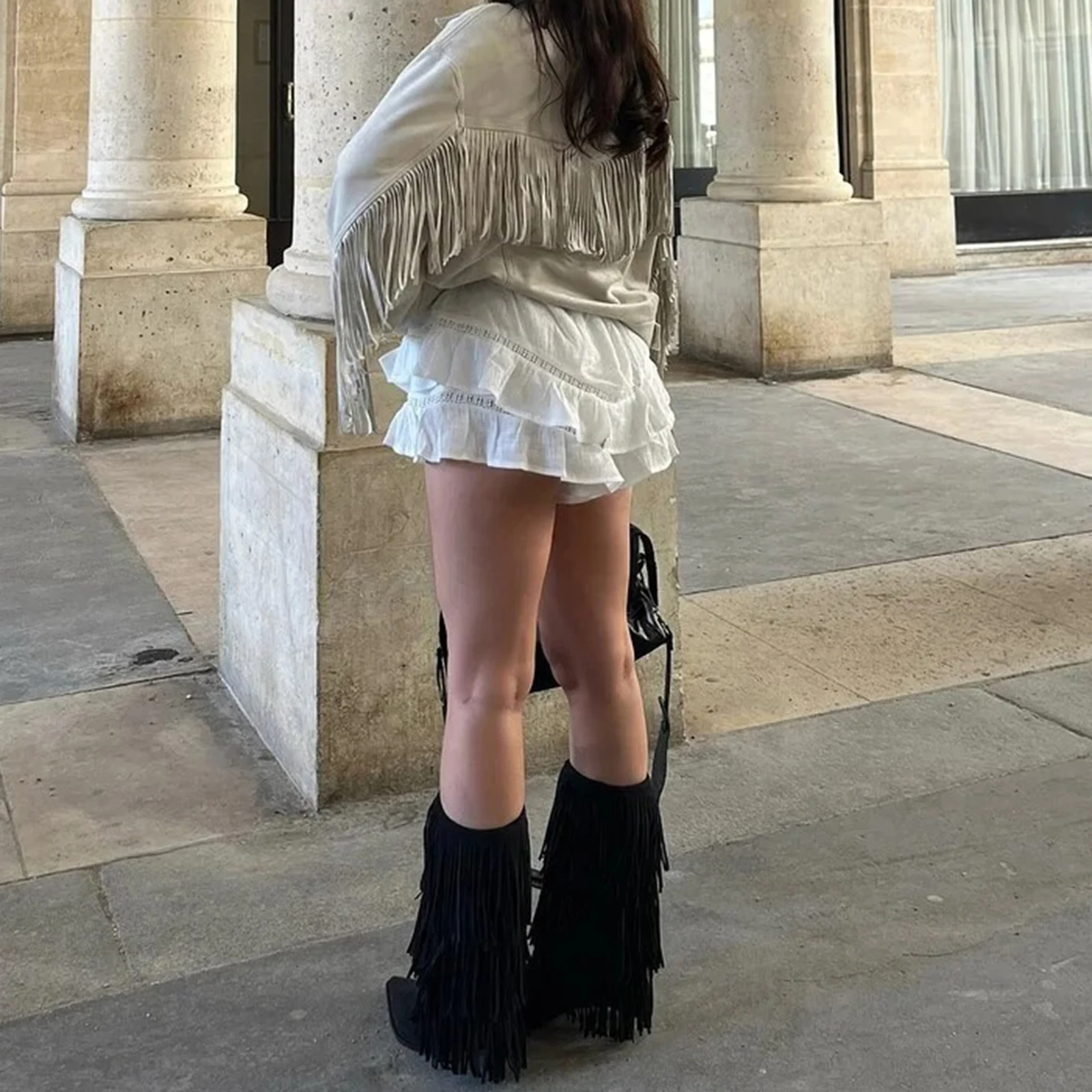 Pantaloncini con volant a strati da donna di nuova moda tinta unita elastico in vita pantaloncini larghi estate streetwear vendita calda SML