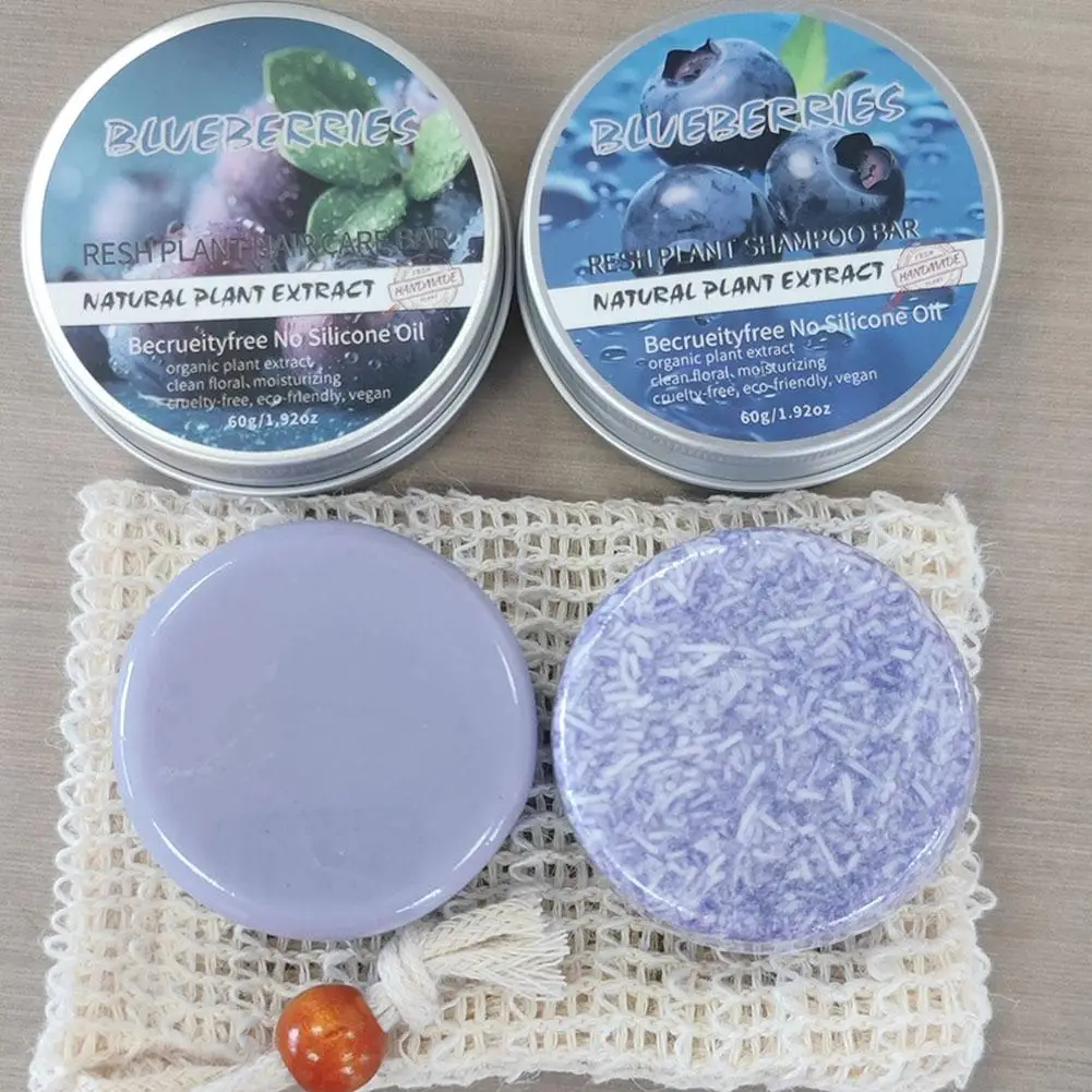 

Natural Silicone-Free Blueberry Shampoo Bar, Essence Hair Care Soap, Refreshing Oil Control Dandruff Solid Shampoo Conditioner