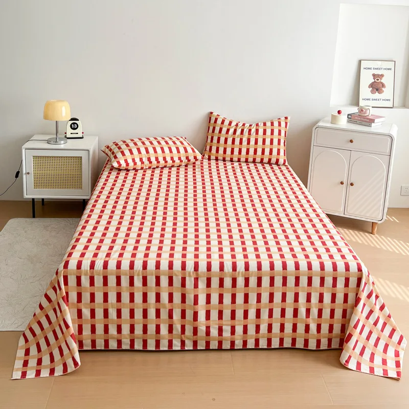 Cotton polished sheets three-piece set, pure cotton student dormitory single skin-friendly sheets three-piece set