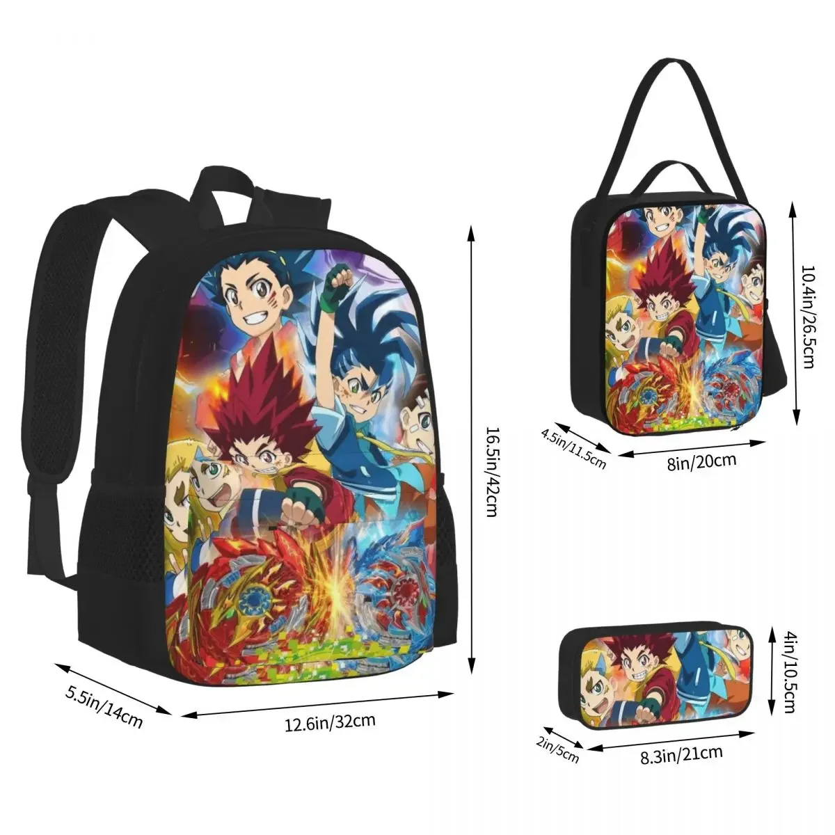 Beyblade Burst Surge Backpacks Boys Girls Bookbag Children School Bags Cartoon Kids Rucksack Lunch Bag Pen Bag Three-Piece Set