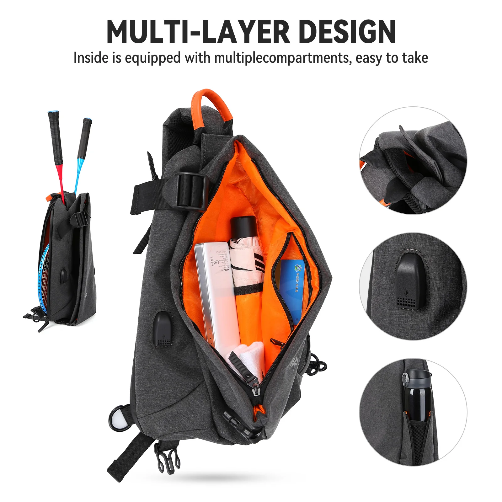 Imagem -04 - Bolsa Crossbody Anti-roubo para Homens e Mulheres Mochila Pequena Bolsa de Ombro Bolsa Peito para Caminhadas Ciclismo Viagem