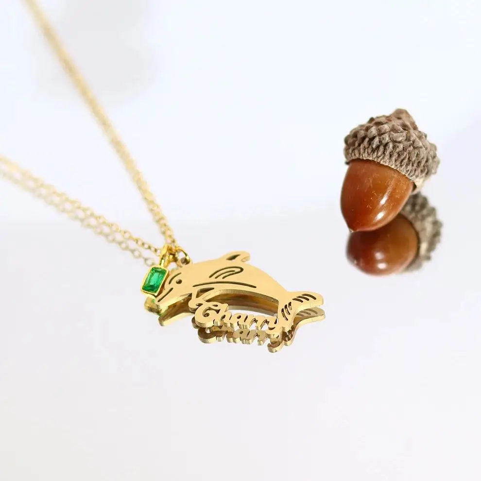 

Ожерелье с дельфином и именем Тодорова, из нержавеющей стали, золотого и серебряного цвета, персонализированный подарок на день рождения для женщин, модная цепочка на ключицу