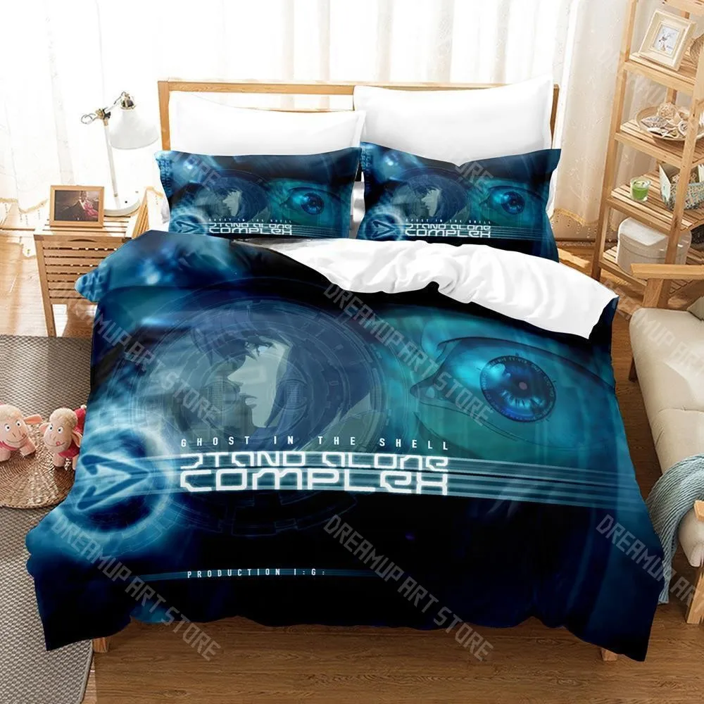 3D Printed Ghost in the Anime Shell Bedding Set for Boys Girls Duvet Cover Pillowcase Twin Queen King Full Single Double Sizes