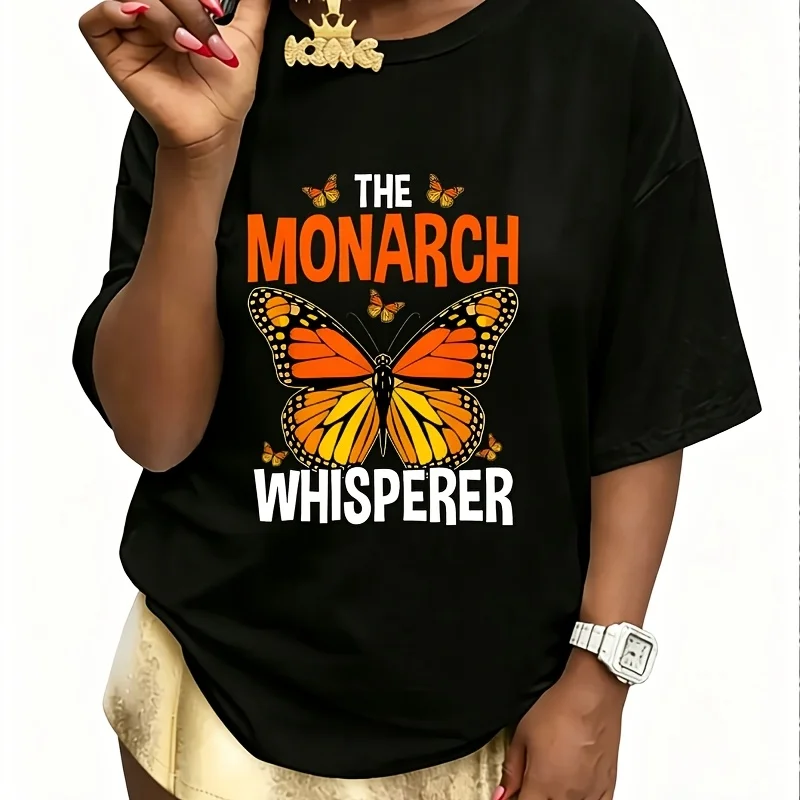 Monarch Butterfly Women's T-Shirt 100% Cotton Fun Print Short Sleeve Top Casual Round Neck Tee S-5Xl