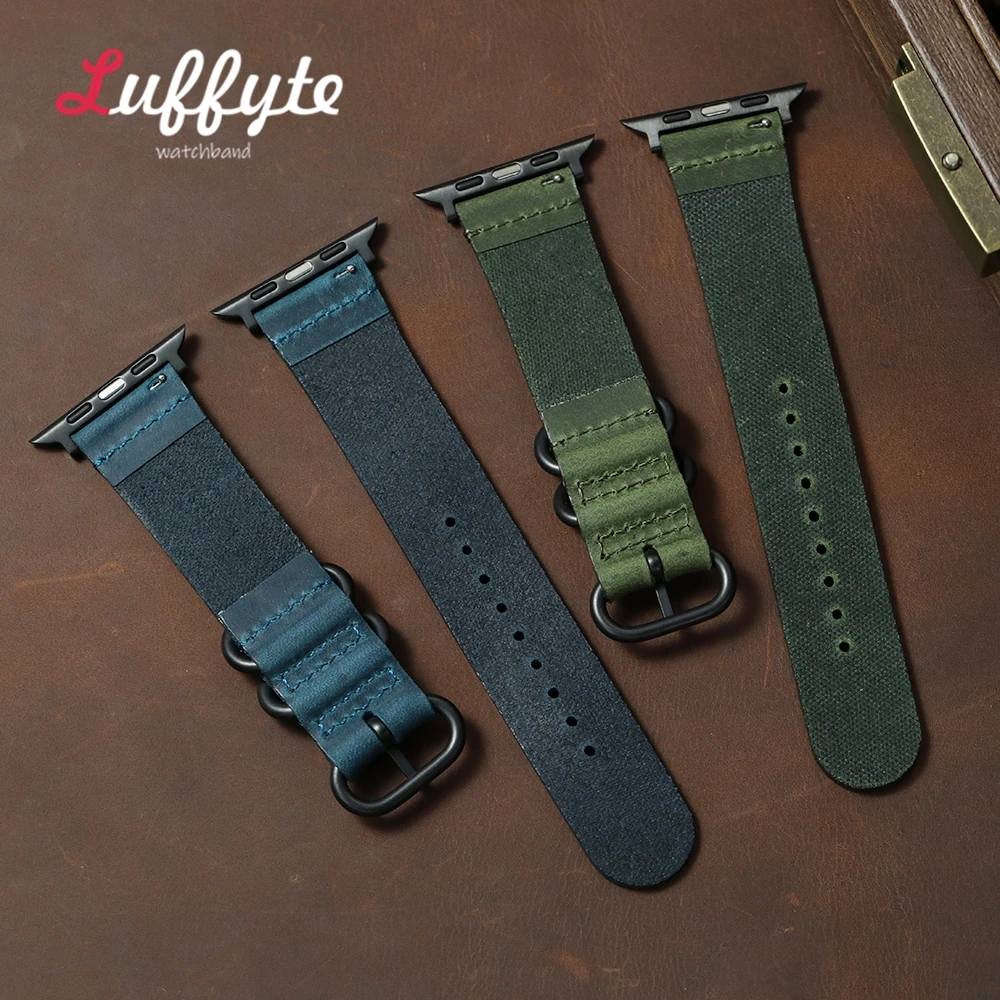 Crazy Horse Echtlederarmband für Apple Watch 1–10, Ultra SE 2, Armbanduhrenarmband für IWatch 38/40/41/42/44/45/46/49 mm – Detail 7