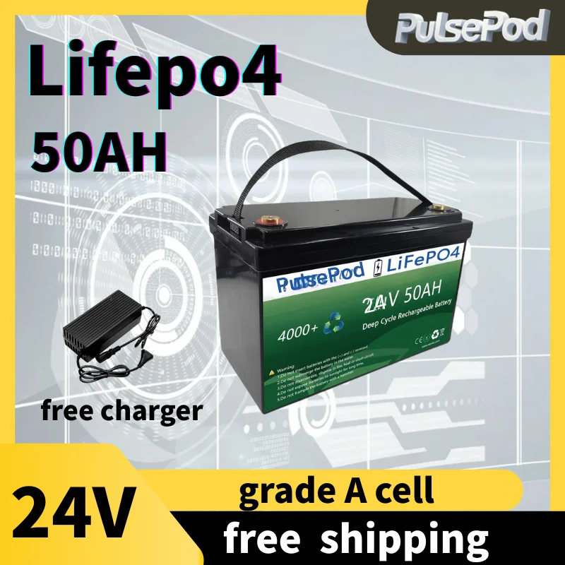 

PulsePod 24 В 50 Ач Lifepo4 аккумуляторные батареи для 1280 Вт 29,2 В автокемпер гольф-каров внедорожный внедорожный солнечный ветер