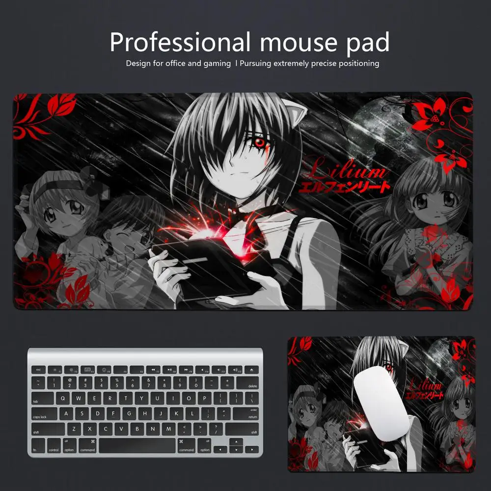 HYBXAXC Mouse Pad Anime E-Elfen L-Lied Mouse Pad Anti Slip Rubber Edge Locked Thickened Laptop Gaming Desk Mat 400x900MM
