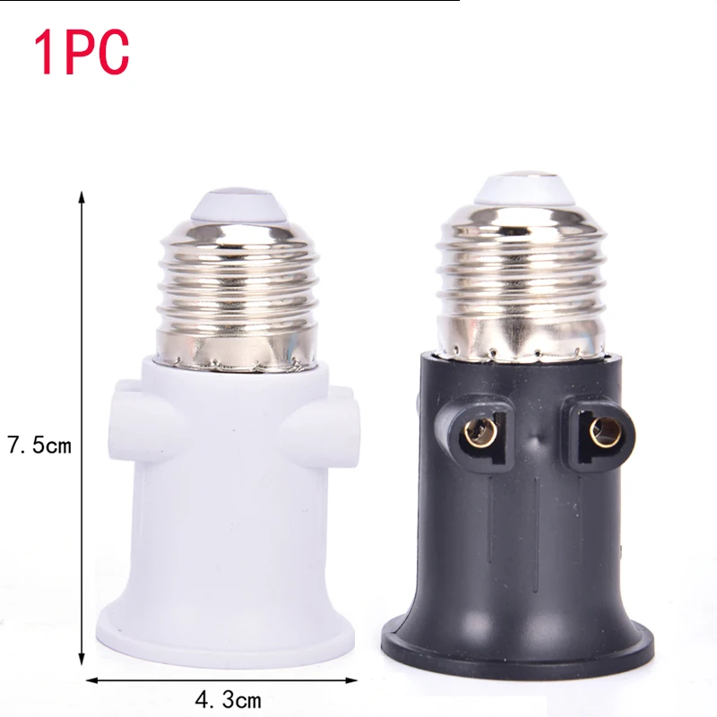 PBT Fireproof 100-240V 4A Eu Plug Connector E27 Bulb Adapter Lamp Holder Base Socket Conversion with EU Plug 1pc