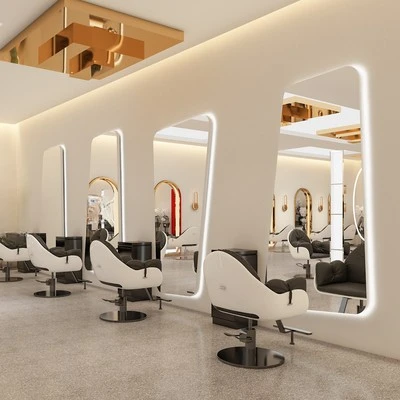 Barber shop mirror stage hairdressing shop mirror hair salon haircut special led wall with lights