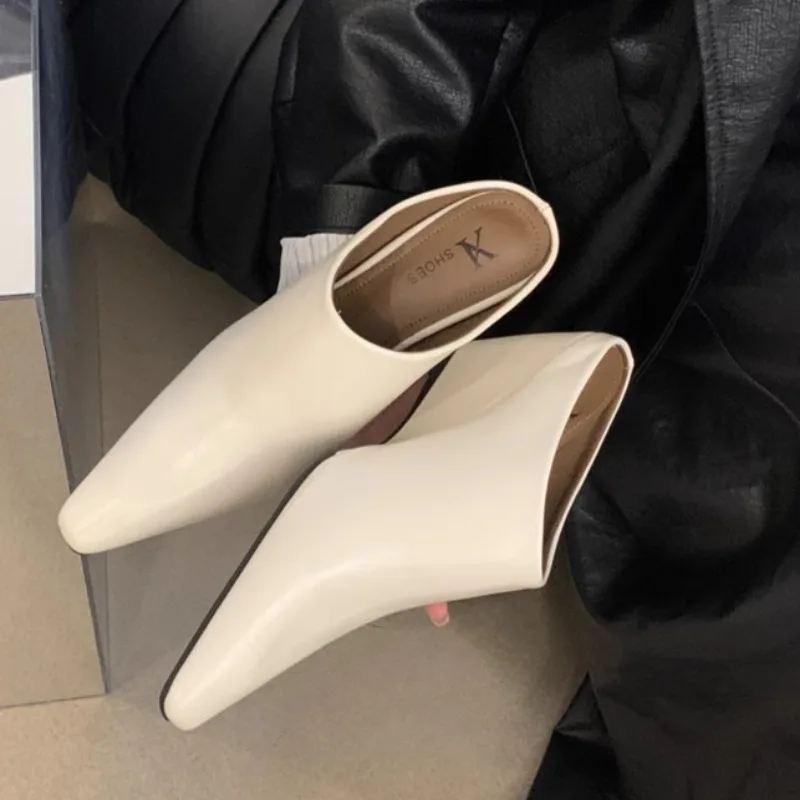 Women's Fashion Baotou Slippers Spring New Pointed Head Deep Mouth Anti-slip Wear-resistant Slip-on Wedge Sandals