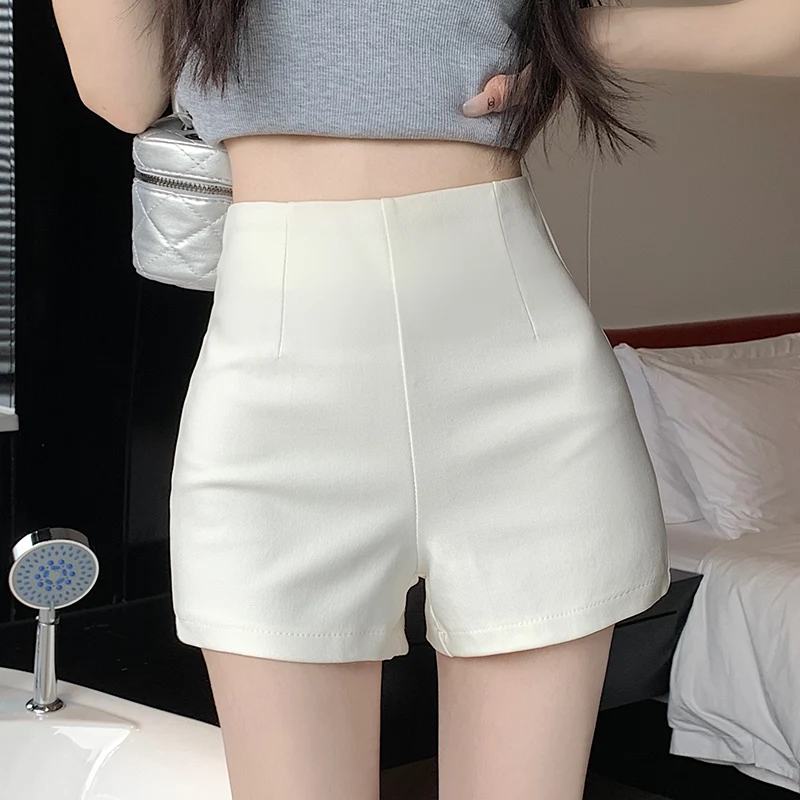 

High Waist Elastic Slim Fit Casual Pants Women Summer Slimming Versatile Base Layer Shorts White Slimming Outdoor Shorts