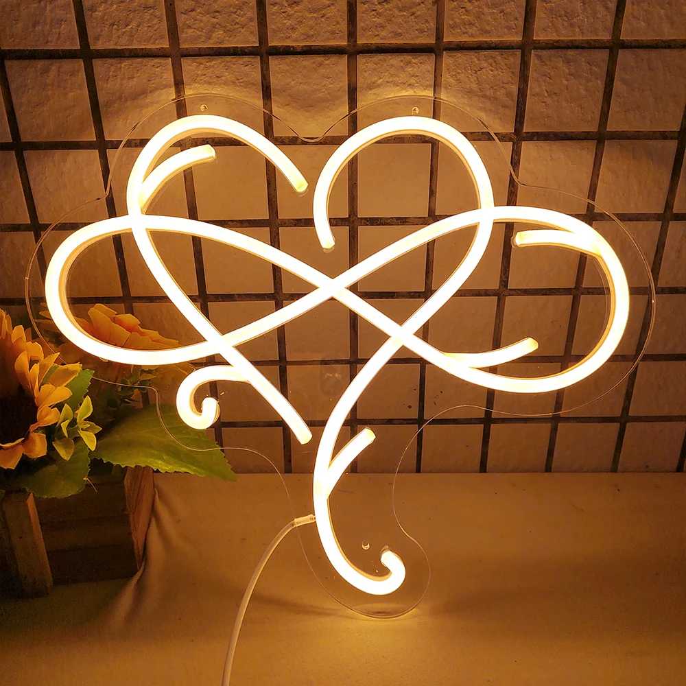 Infinity Heart  LED Neon Sign, 21 inches Stable LED Light for Wall Decor Wedding Bachelorette Engagement Party.