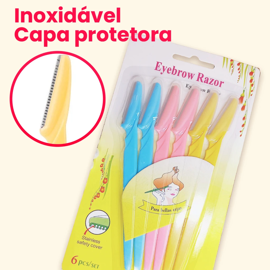 Kit Depilação Facial 18 Navalhas Segurança Lâmina Aço Inox Para Sobrancelhas Áreas Sensíveis
