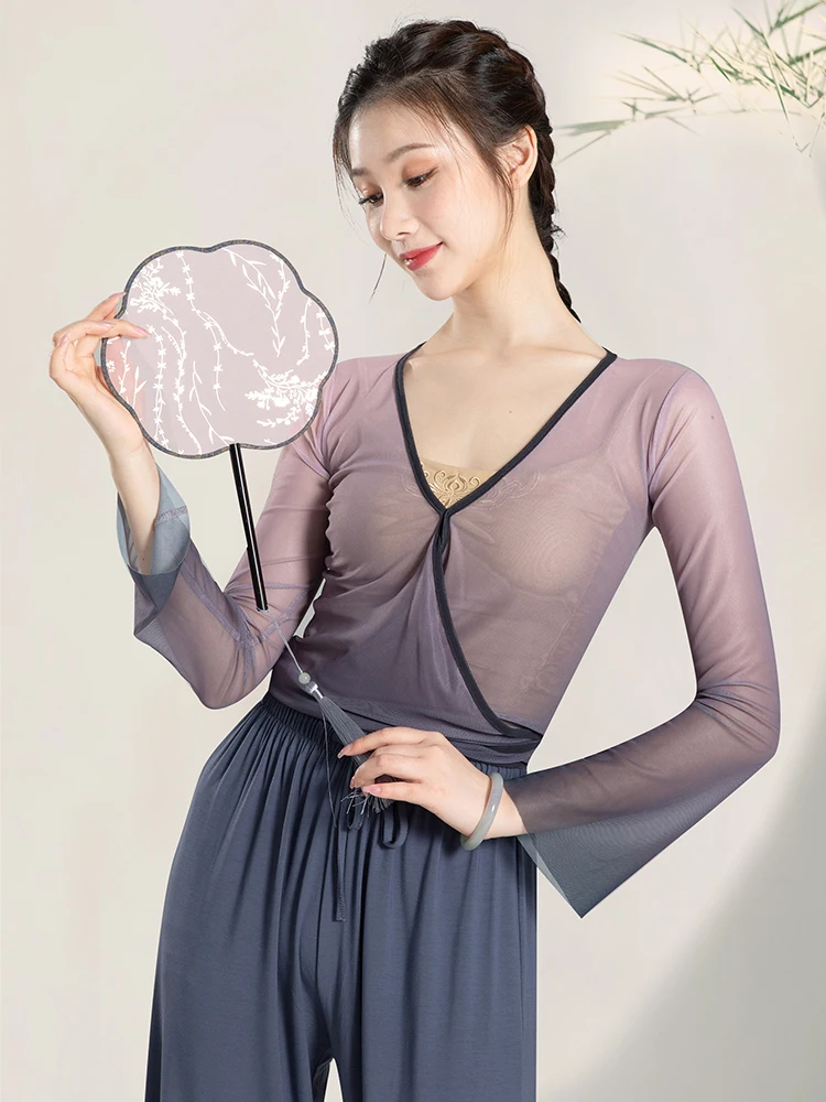 Women's Top Art Exam Gauze Clothes Dance Chinese Classic Classic Body Charm Gradient Color Chinese Classic Exercise Clothing