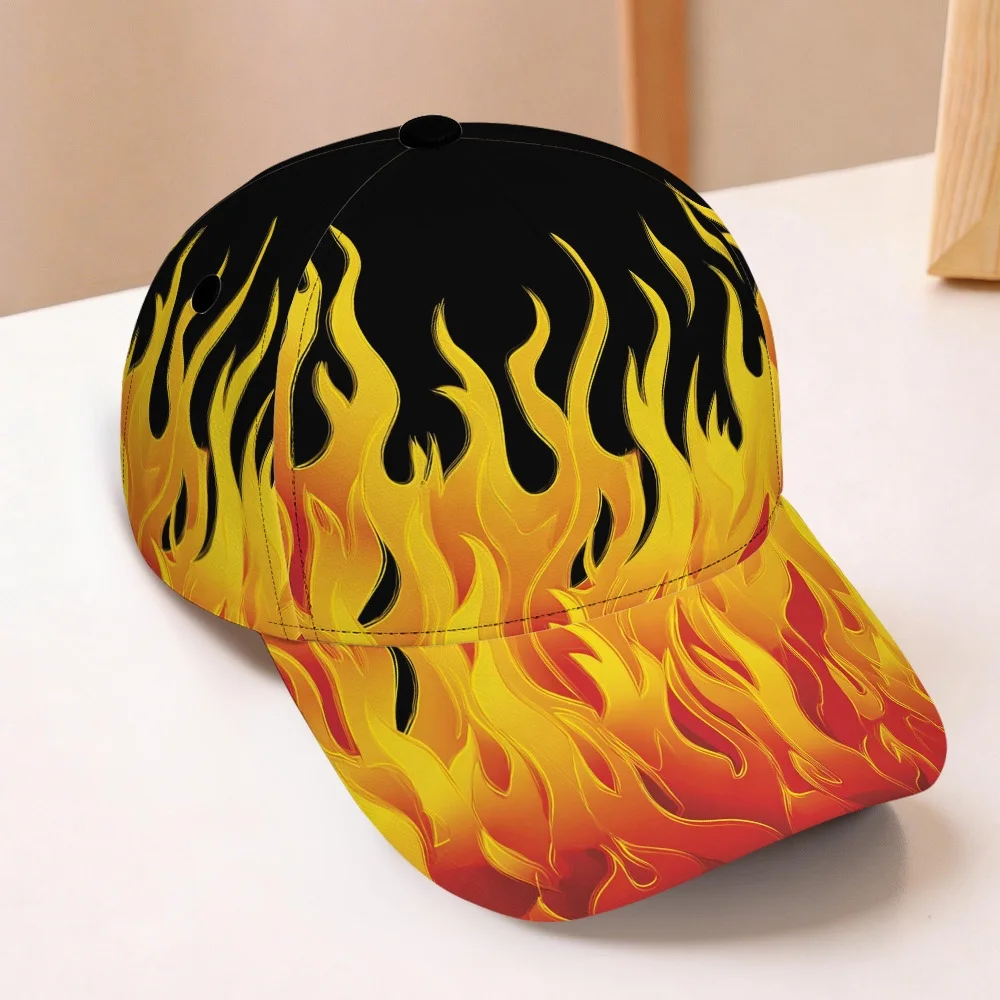 1pc Baseball Cap with a Hot Burning Red Flames Design Lightweight Polyester Duckbill Hat Adjustable Style