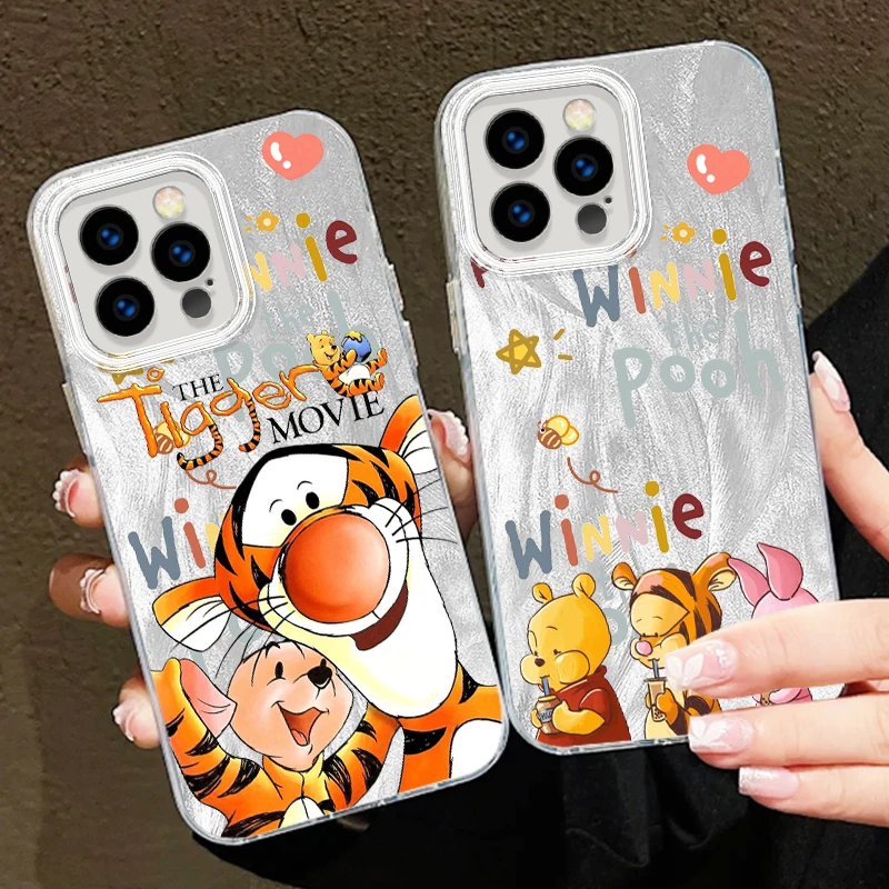 Tigger En Winnie De Pooh Voor Iphone 15 14 13 12 11 Xs X Xr 8 7 Pro Max Plus Veren Garen Siliconen Telefoonhoesje