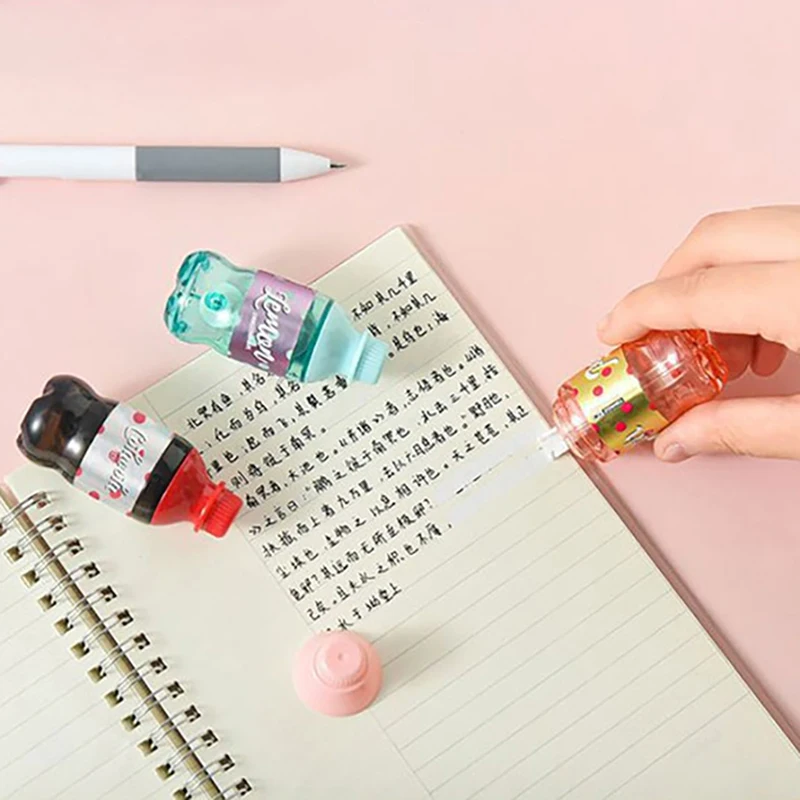 Cute Mini Soda Bottle Correction Tape Creative Lemon Peach Cola Correction Tape School Student Altered Tape Corrector Stationery