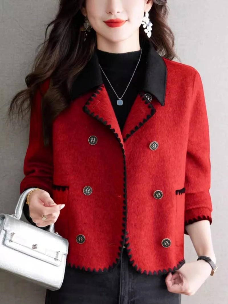 2026 Trendy Women's Short Wool Blazer- Korean Double-Breasted Jacket | Spring Autumn Business Casual Coat W2242