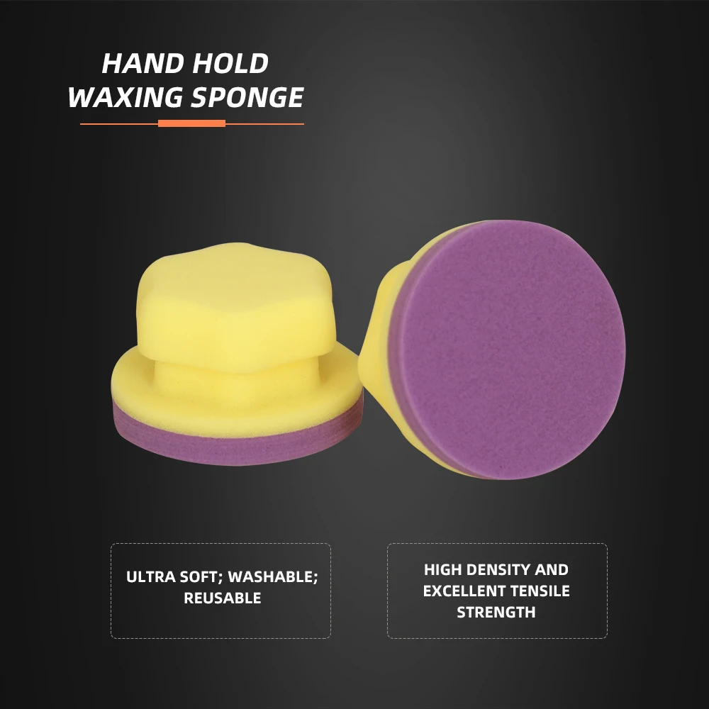 (Single Sale) SPTA Hand Hold Waxing Sponge High Density Polyester Sponge Auto Tire Waxing Applicator Leather Polishing Waxing