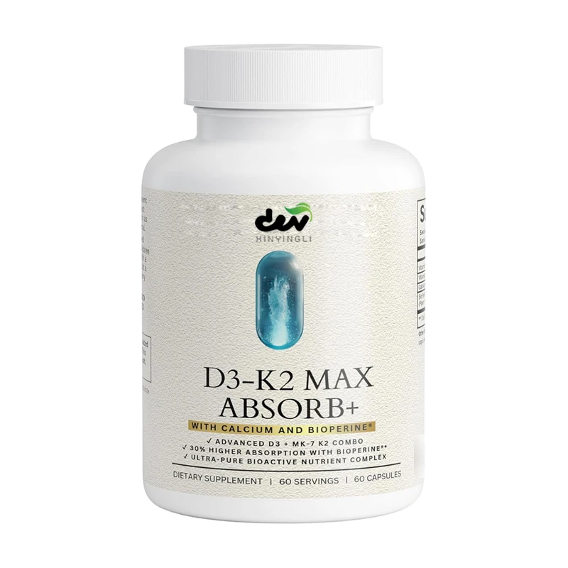 

D3-K2 maximum absorption+- Vitamin D3+K2 MK-7, containing calcium and BioPerine ®， Can enhance bone strength