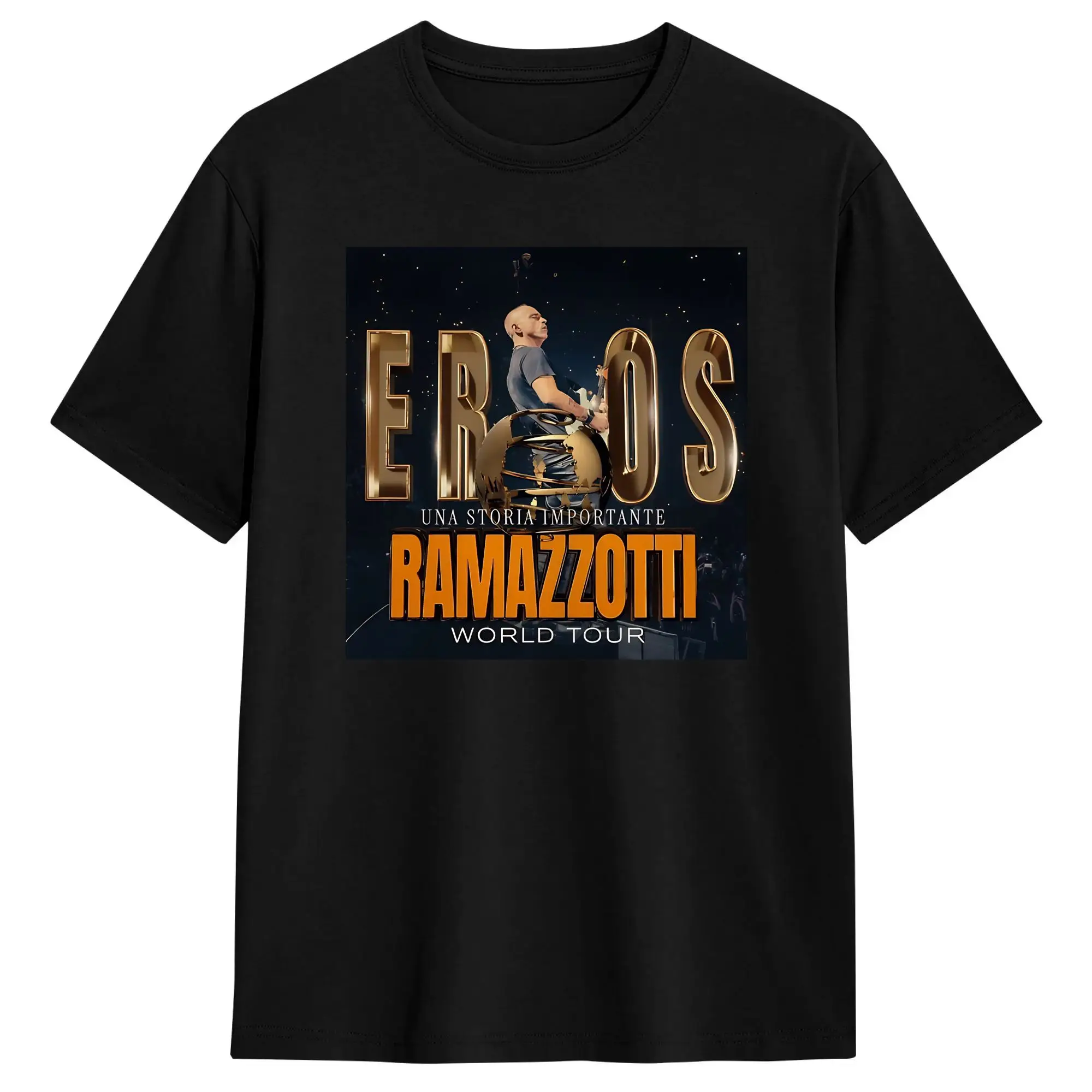 Camiseta Eros Ramazzotti Tour de Verão 2026, Camisetas de Moda Masculinas 100% Algodão, Gola Redonda, Tamanhos Grandes, Camisetas de Manga Curta, Camiseta Engraçada Y2K