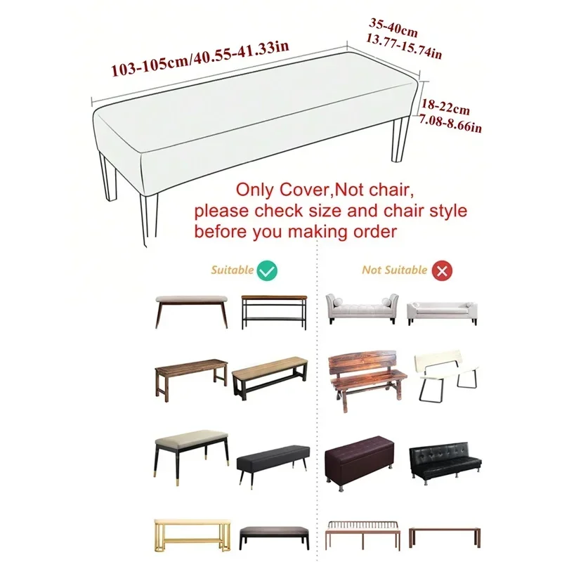 1PC Jacquard Long Bench Covers for Dining Room Anti-dirty Piano Stool Slipcover Washable Long Chair Cover Home Decoration
