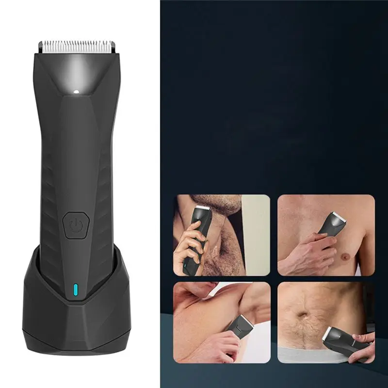 

Электрический триммер для волос с LED-подсветкой, бритва для мужчин, триммер для тела, интимных зон и паха, сменное керамическое лезвие