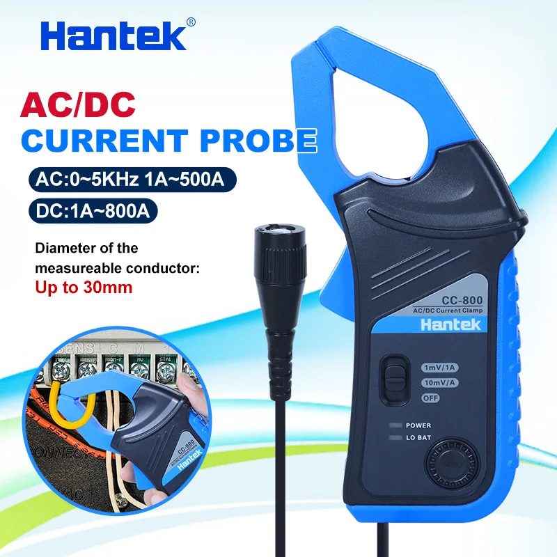 Hantek CC-800 AC/DC Current Clamp Probe 5KHz Bandwidth 500A/800A with BNC Connector use for oscilloscope