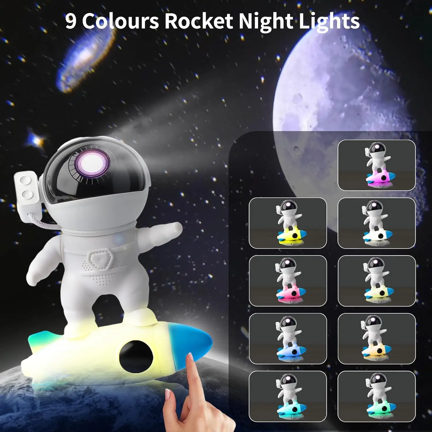 Rocket Astronaut Galaxy Projector Night Light and 13 in 1 Film Sky Projector 360° Rotating Planetarium Projector Light Kids Gift