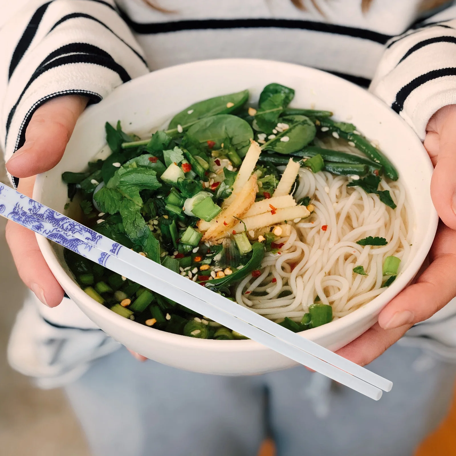 

10 пар керамических фарфоровых палочек для еды с синим цветком, термостойкие многоразовые, можно мыть в посудомоечной машине, принадлежности для ужина, бытовой рамен