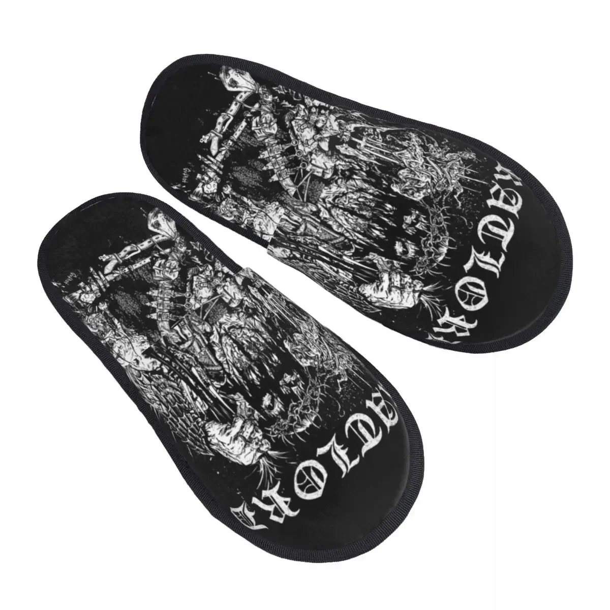 

이wana Darkthrone Bathory Guest Slippers for Hotel Women Custom Print Norwegian Black Band House Slipper