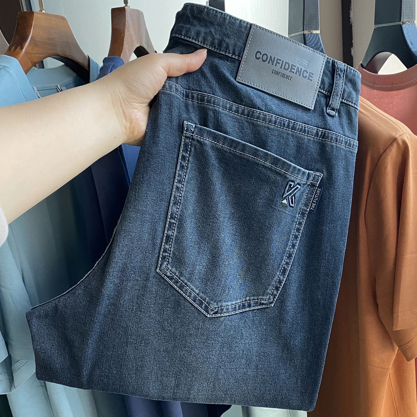 

Мужские джинсы H-Home Vintage с высокой эластичностью и эффектом памяти, дышащие, комфортные, приятные к телу, для весны и лета