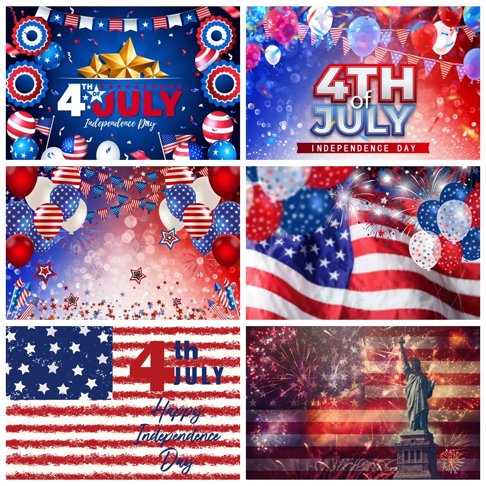 Happy 4th of July Independence Day Backdrop American Flag Patriotic Veterans National Party Photography Background Photo Studio