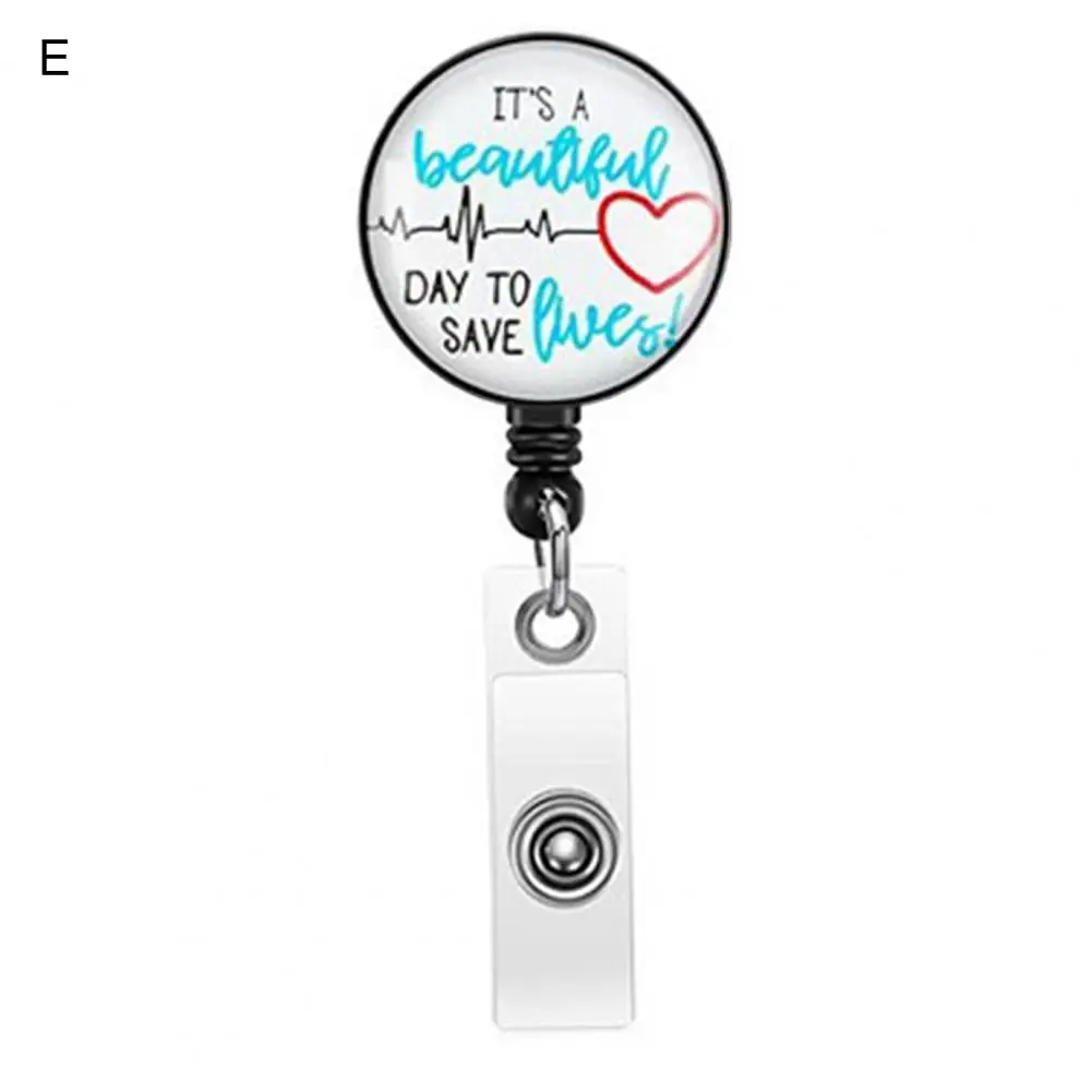 ที่ใส่เหรียญตราดีไซน์การ์ตูนมีรอกป้ายหดเก็บได้พร้อมคลิปด้านหลังสำหรับบัตรพยาบาลที่เก็บนามบัตรสำนักงานโรงเรียน