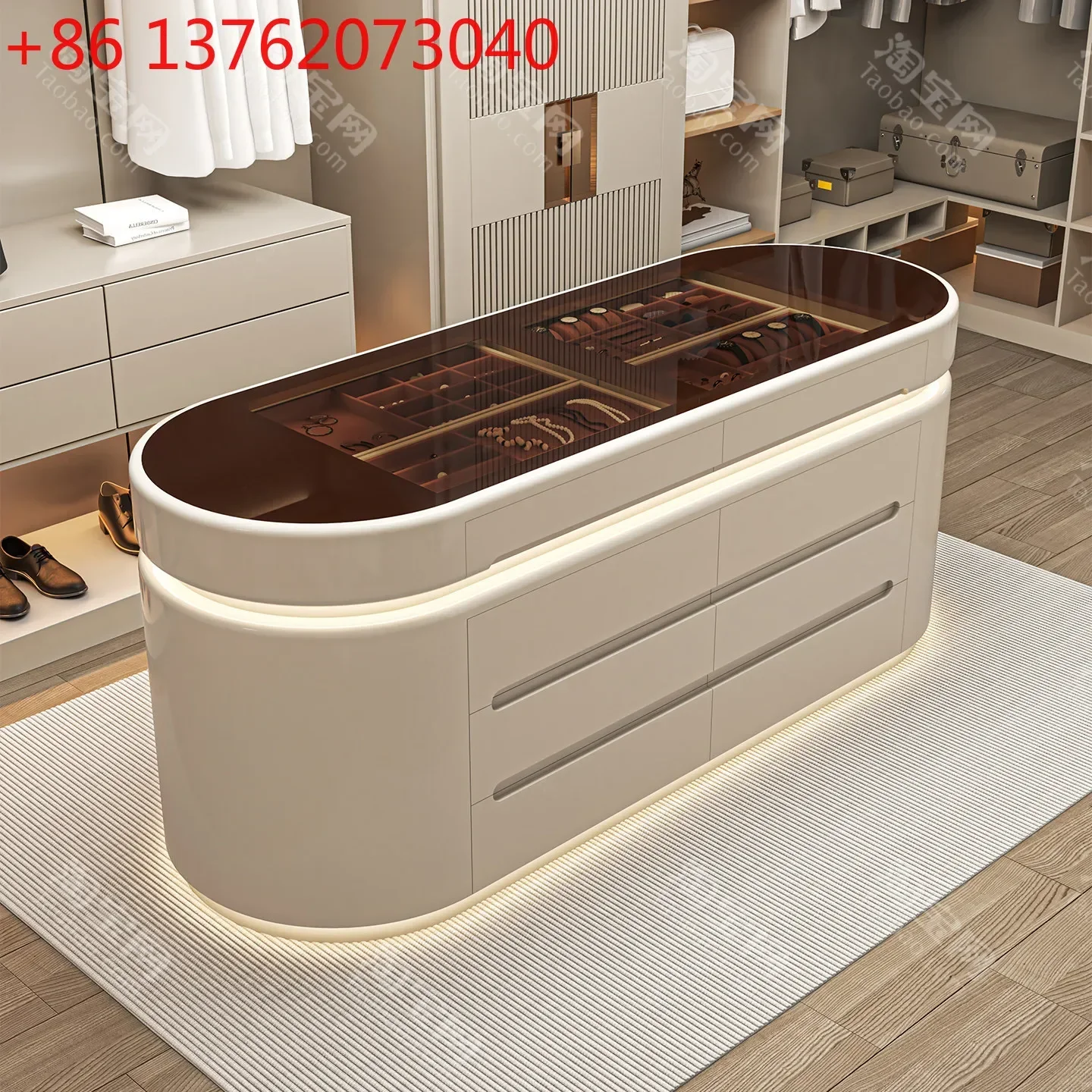 

High-end household floor jewelry display cabinet clothing store double-sided storage cabinet