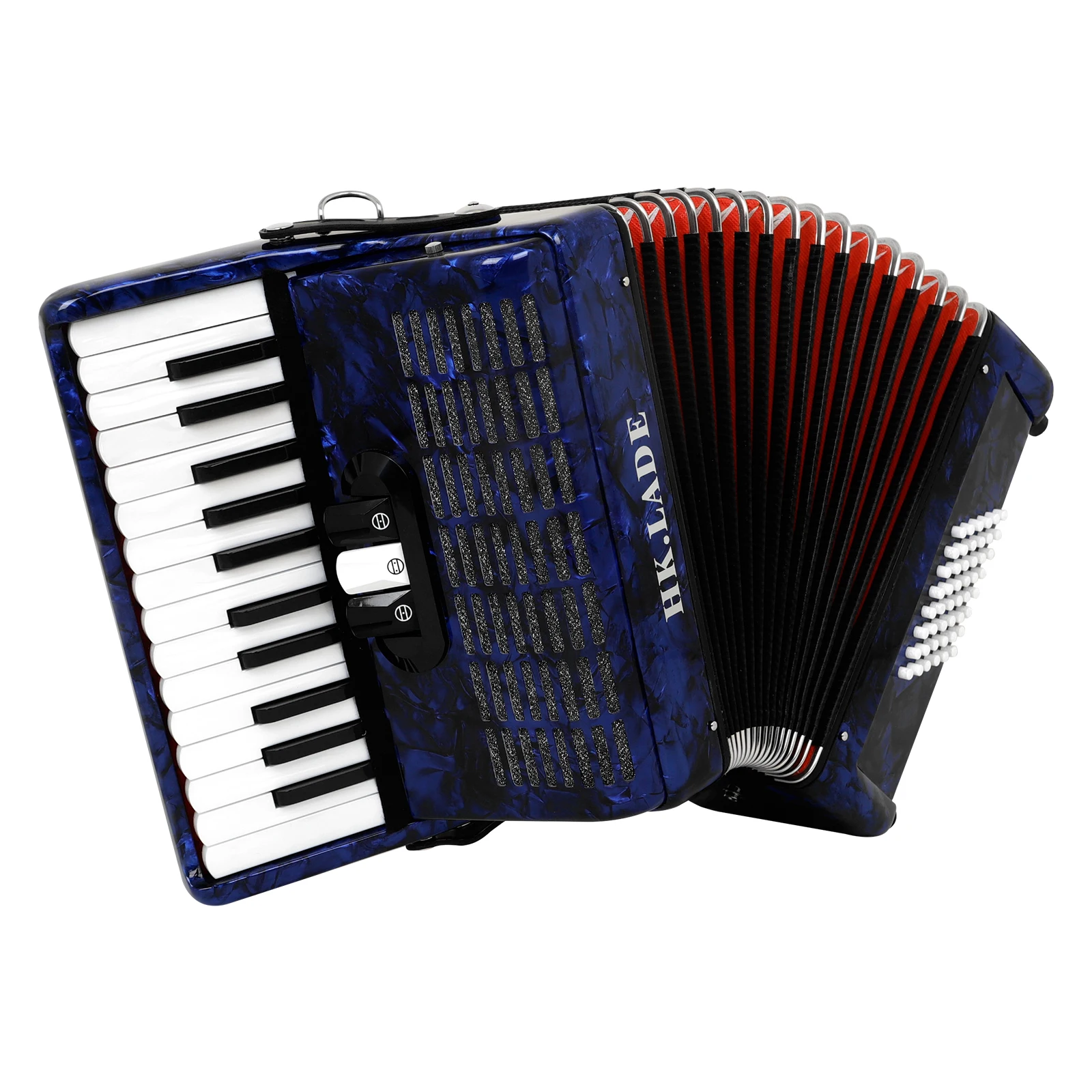 HK·LADE AH-140 Accordion 26 Keys 48 Bass 3 Keyboard Voice Changing Accordion Sheepskin Bellows Accordion with Storage Bag