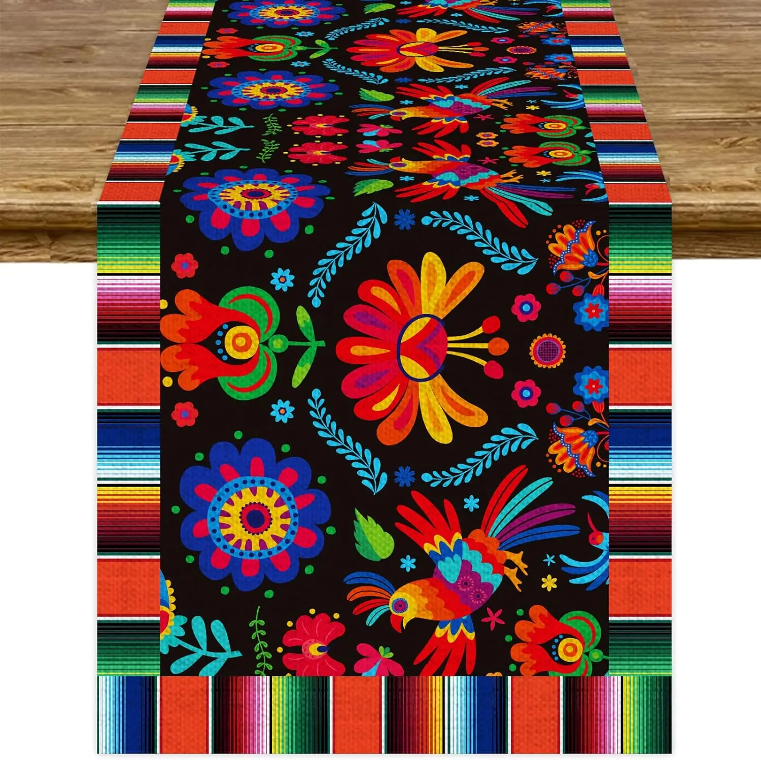 Mexican Fiesta Linen Table Runner Cinco De Mayo Dia De Los Muertos Table Runner Farmhouse Rustic Kitchen Dining Home Table Decor