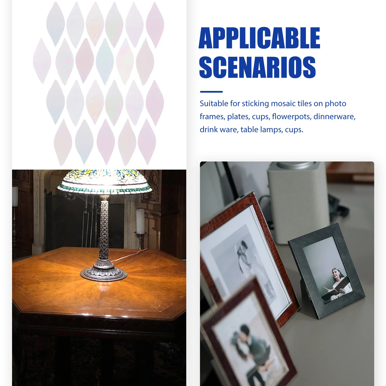 

21Pcs Iridescent Glass Mosaic Tiles for DIY Crafts Durable Colorful Decoration on Tray Lamps Glass Tiles