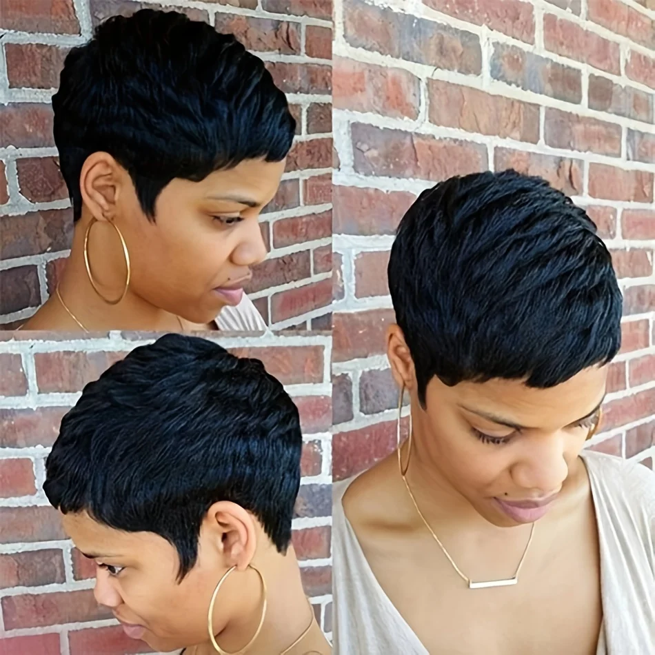 Pixie Cut Wig Short Straight Human Hair Wigs For Women Full Machine Made Wig