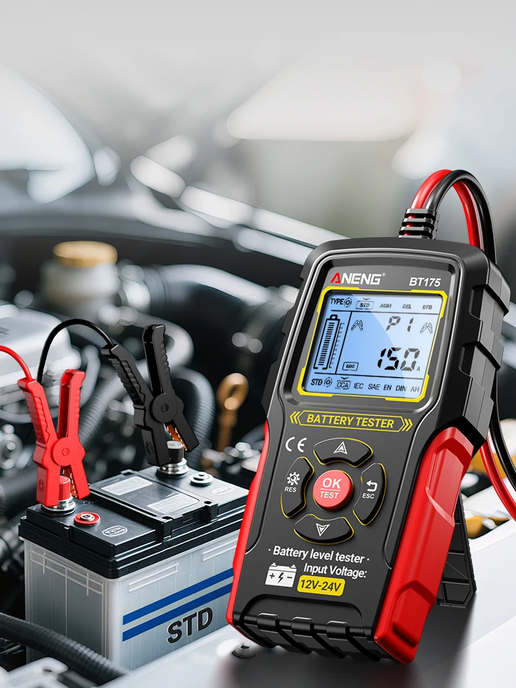 12V 24V Autoaccu Tester Digitale Automotive Belastingtester 50-1999 CCA Accu Analysator ANENG BT175 Met Geïsoleerde Krokodillenklem - afbeelding 2