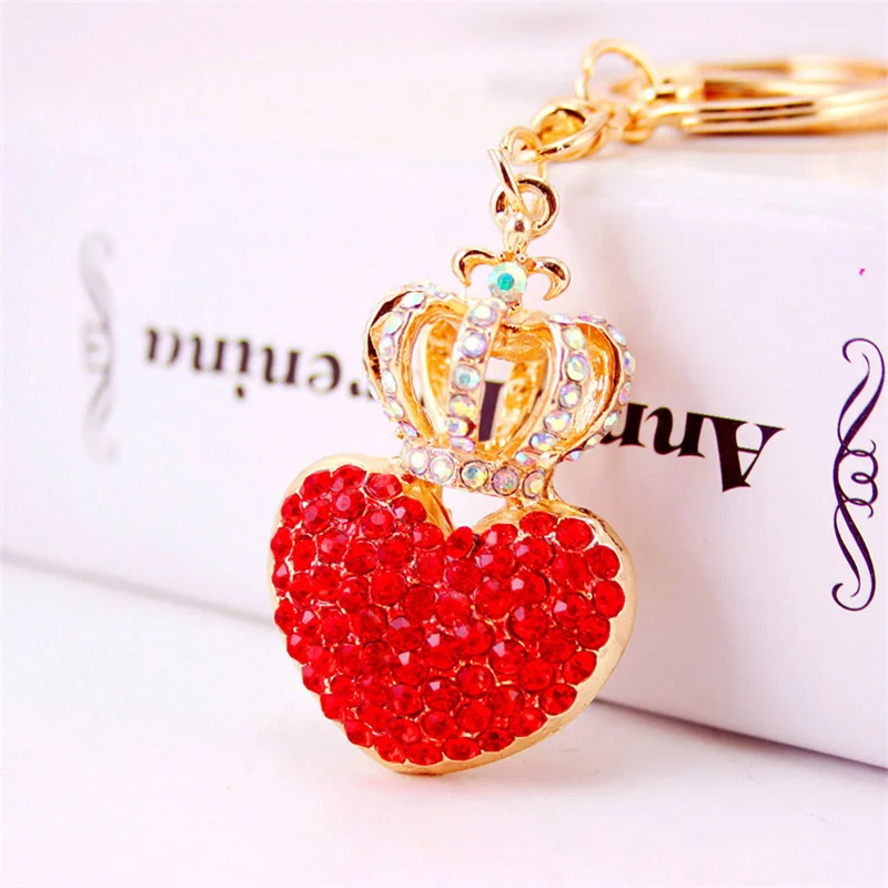 Cute Hollow Crown Heart Pendant Keychains For Women Key Chains Rings Luxury Car Keyring Holder