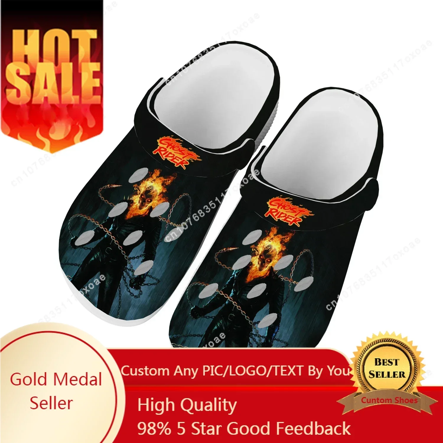 

Ghost Rider Movie Home Clog Mens Women Youth Boy Girl Sandals Shoes Garden Custom Made Breathable Shoe Beach Hole Slippers White