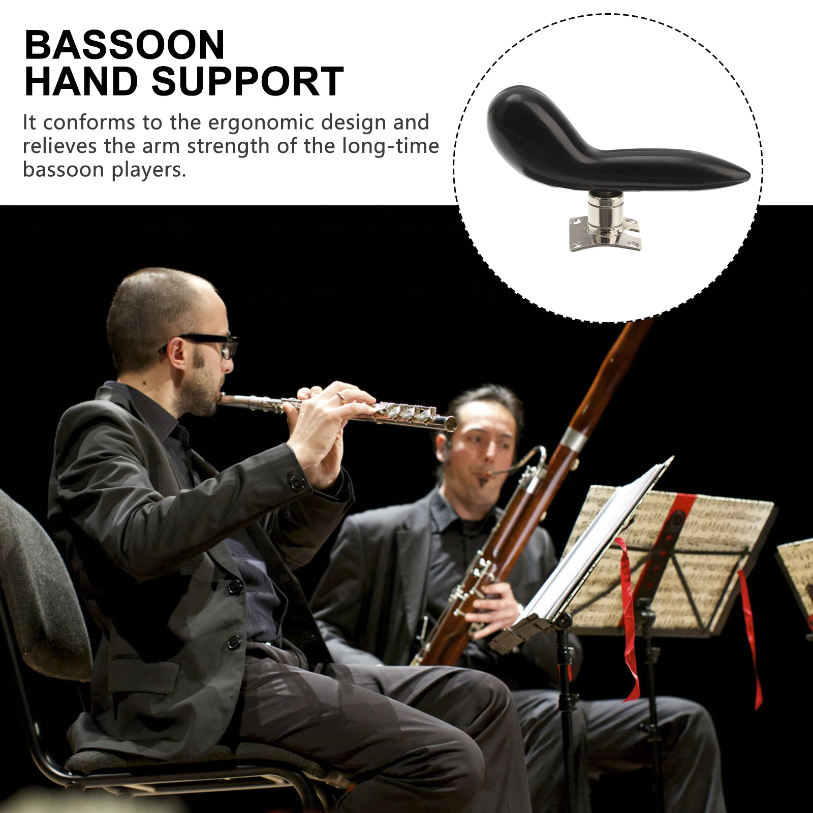 

Handle Base Set for Bassoon Wrist Support Ergonomic ABS Metal Structure Relief Pad Time Use Saddle Stem Rest Hand Stand