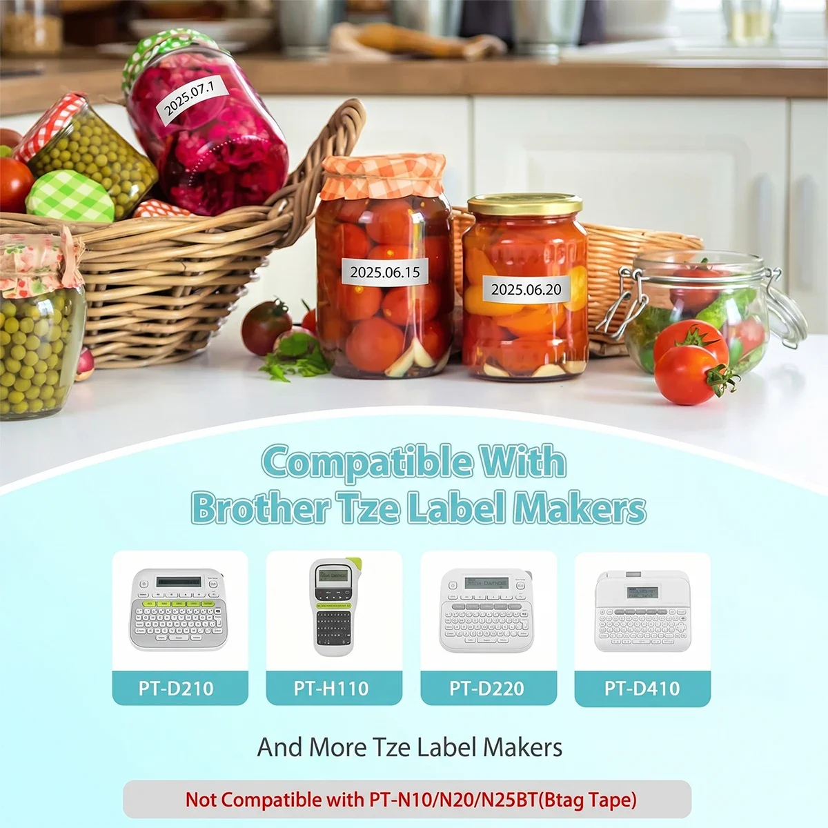 Compatible With Brother Label Maker Tze Tape 12mm 0.47 White TZe-231 TZ-231 P-Touch Tze Black On Whit Tape For PTD220