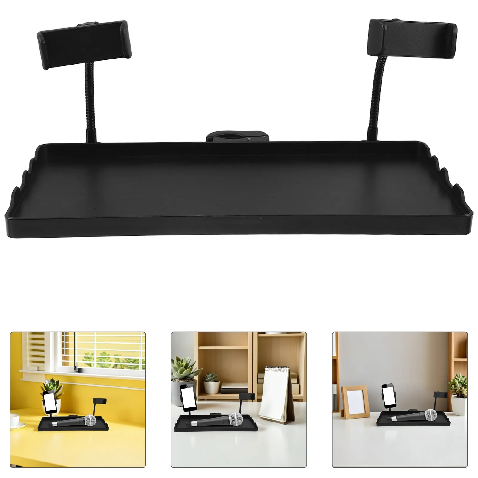

Music Stand Tray Lightweight Plastic Mic Holder Attachment for Floor Stand Studio Recording Live Streaming Karaoke Accessory