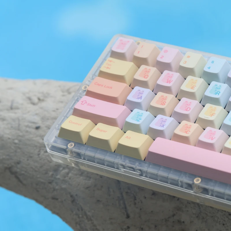 Cute Gummy Bear Key Cap Set 165 Keys Cherry Profile PBT Dye Sublimation Fit 61%-108% Customized Keycaps for Mechanical Keyboard