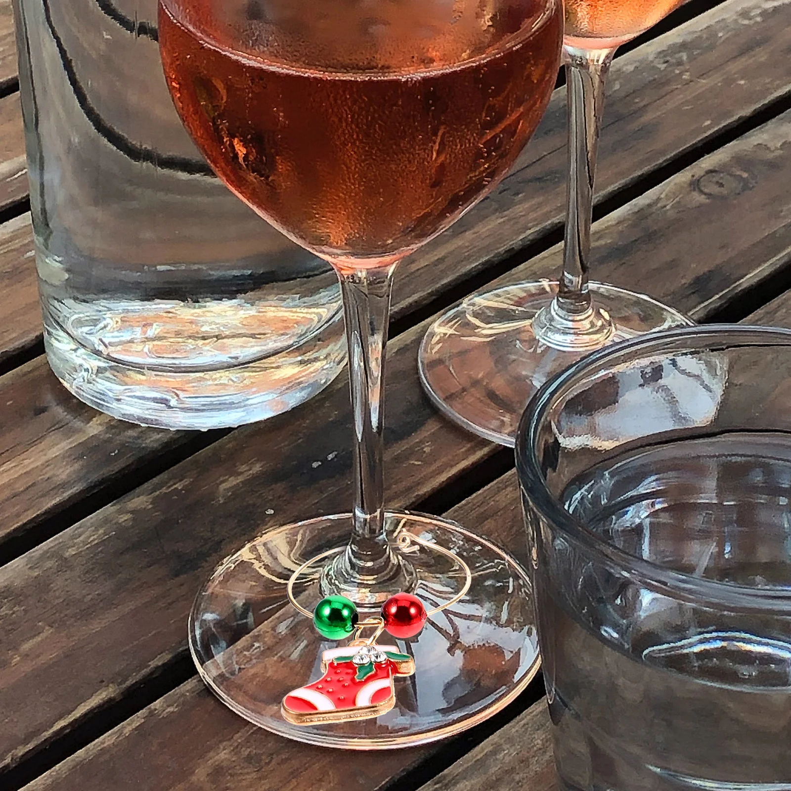 

6Pcs Christmas Wine Glass Charms Premium Colorfast Bell Style Drink Markers Party Cup Identifiers Glass Charms